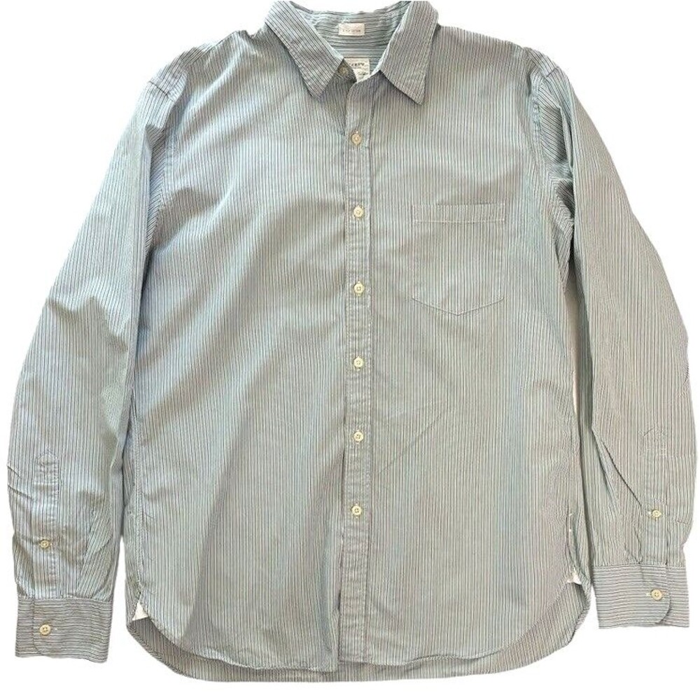 J Crew Shirtings VTG 2 Ply Cotton Striped Button Shirt Preppy Business Soft L